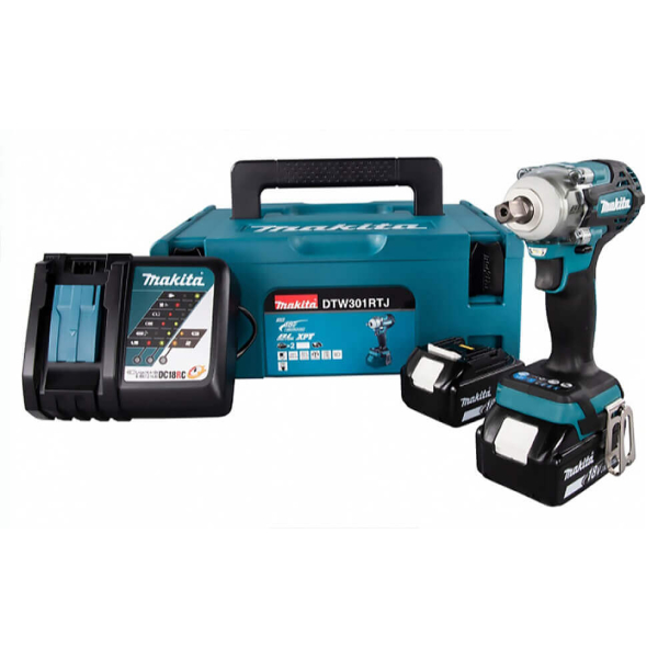 Аккумуляторный гайковерт Makita DTW301RTJ, 2x18 V 5.0Ah, з/у DC18RC, в кейсе
