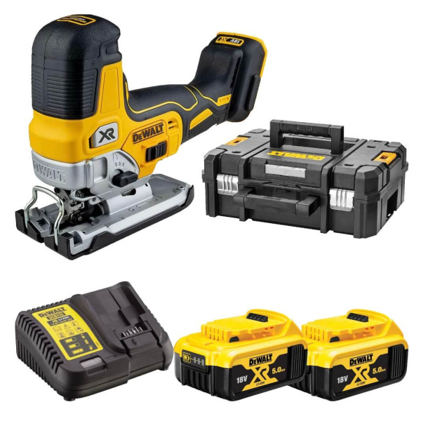 Аккумуляторный лобзик DeWalt DCS335P2, 2x5.0Ah, з/у, кейс