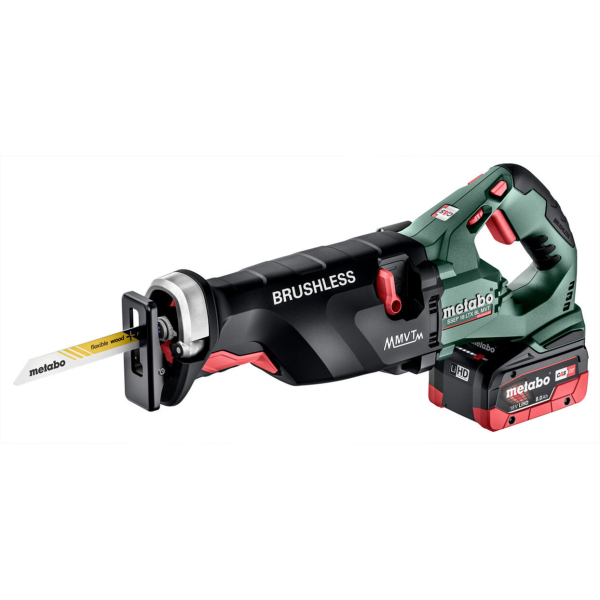 Акумуляторна шабельна пила Metabo SSEP 18 LTX BL MVT, 2xLiHD 18V 8.0Ah, з/п ASC 145, у MetaBox
