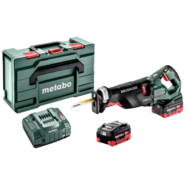 Акумуляторна шабельна пила Metabo SSEP 18 LTX BL MVT, 2xLiHD 18V 8.0Ah, з/п ASC 145, у MetaBox