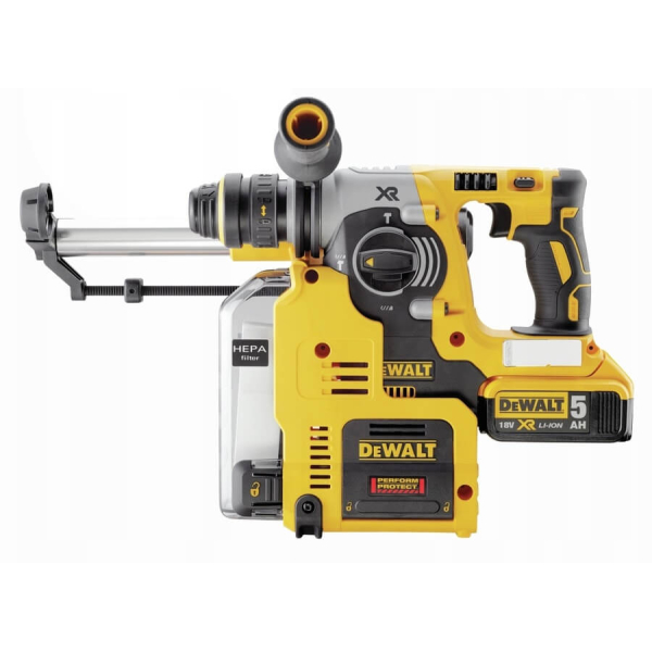 Аккумуляторный перфоратор DeWalt DCH275P2, 2x5.0Ah, з/у, система пылеудаления, в кейсе