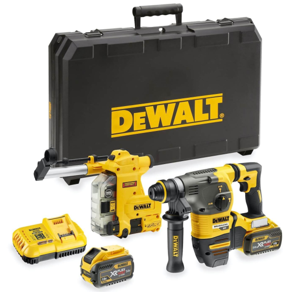 Аккумуляторный перфоратор DeWalt DCH335X2, 2x9.0Ah, з/у, система пылеудаления, кейс