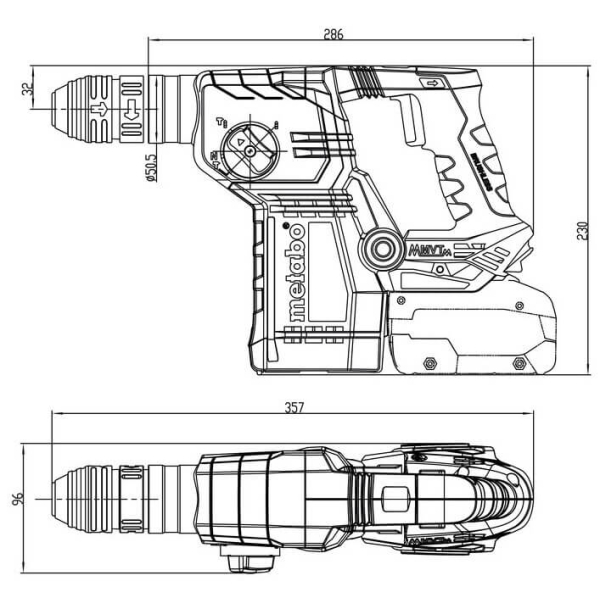 Акумуляторний перфоратор Metabo KH 18 LTX BL 24 Q, 2x4.0Ah, з/п, в metaBOX 165 L