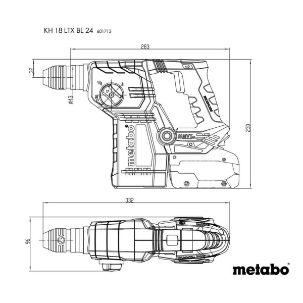 Акумуляторний перфоратор Metabo KH 18 LTX BL 24, каркас