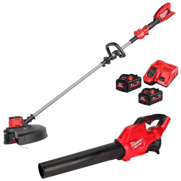 Набір акумуляторних інструментів Milwaukee M18 FPP2OP3-852: повітродувка M18 FBL-0, тример M18 BLLT-0, 1xM18 HB8 8.0 Ah, 1xM18 HB5.5 5.5 Ah, з/п M12-18 FC