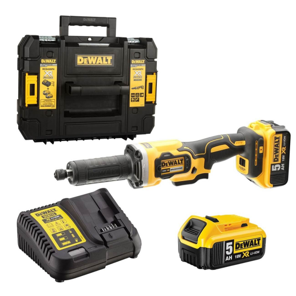 Акумуляторна прямошліфувальна машина DeWalt DCG426P2, 2x5.0Ah, з/п, в кейсі
