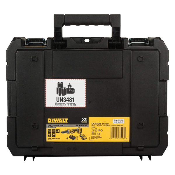 Акумуляторна прямошліфувальна машина DeWalt DCG426P2, 2x5.0Ah, з/п, в кейсі