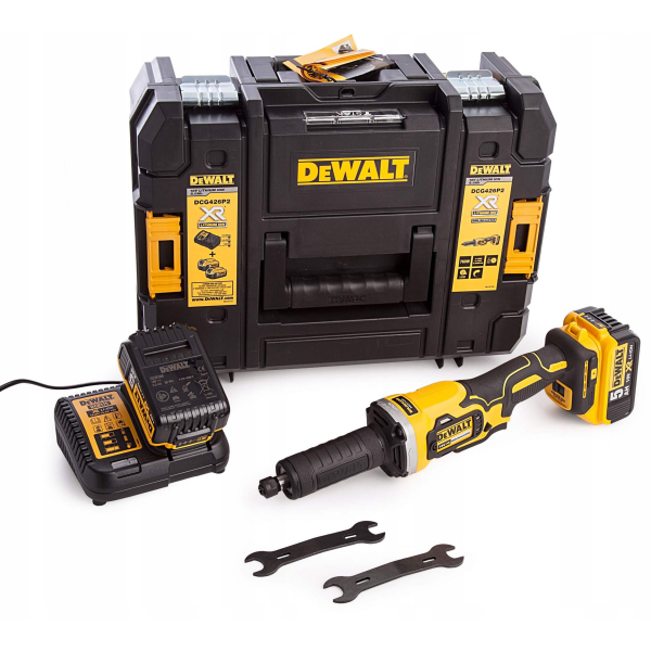 Акумуляторна прямошліфувальна машина DeWalt DCG426P2, 2x5.0Ah, з/п, в кейсі