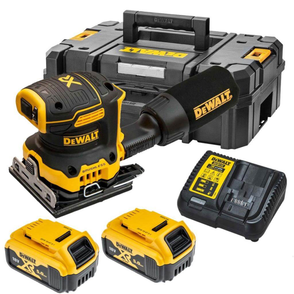 Акумуляторна вібраційна шліфмашина DeWalt DCW200P2, 2x5.0Ah, з/п, в кейсі