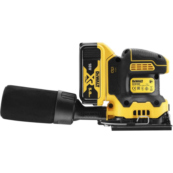 Акумуляторна вібраційна шліфмашина DeWalt DCW200P2, 2x5.0Ah, з/п, в кейсі