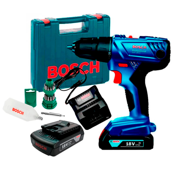 Аккумуляторный шуруповерт Bosch Professional GSR 180-Li, 2x2.0 Ah, з/у GAL 18V-20, набор 24 насадок