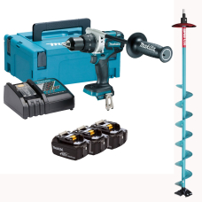 Аккумуляторная дрель-шуруповерт Makita DDF481, 3x4.0Ah, з/у, кейс Makpac, бур для сверления льда
