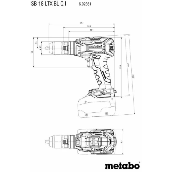 Акумуляторний ударний дриль-шуруповерт Metabo SB 18 LTX BL Q I, 2x5.2 Ah, з/п ASC 55, в MetaBox