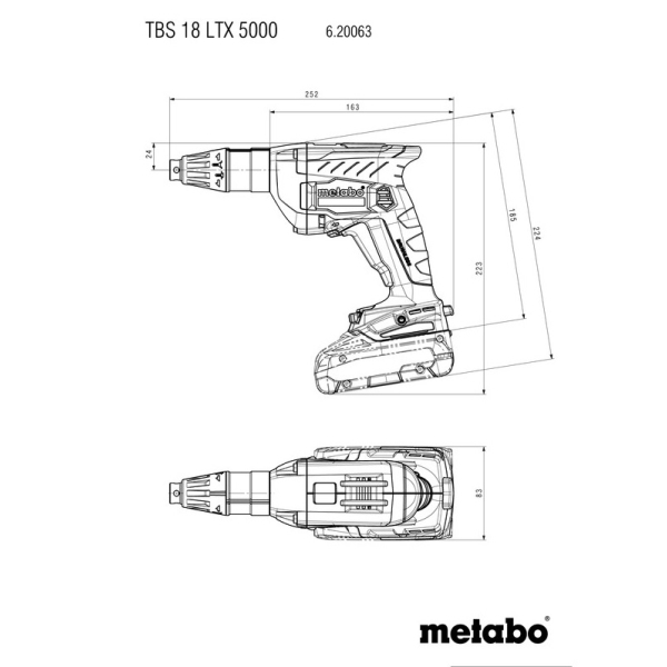Акумуляторний шуруповерт Metabo TBS 18 LTX BL 5000, 2x2.0Ah, з/п, у кейсі