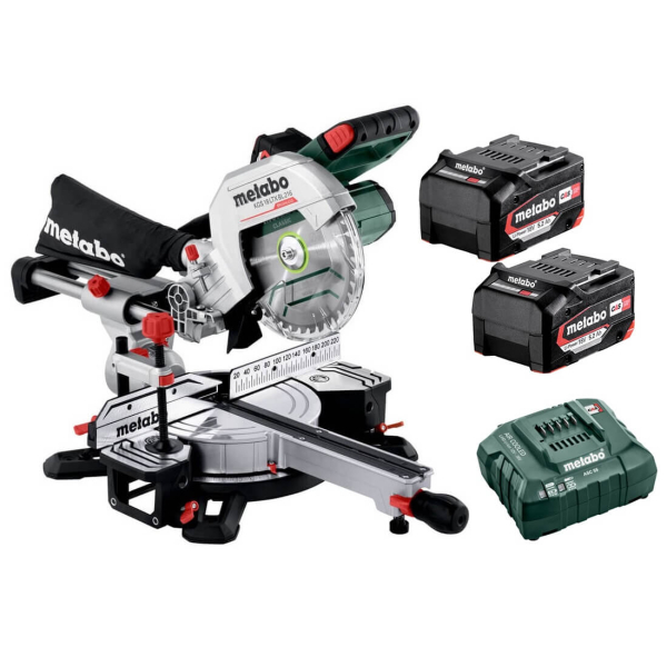 Акумуляторна торцювальна пила Metabo KGS 18 LTX BL 216, 2x5.2 Ah, з/п ASC 55