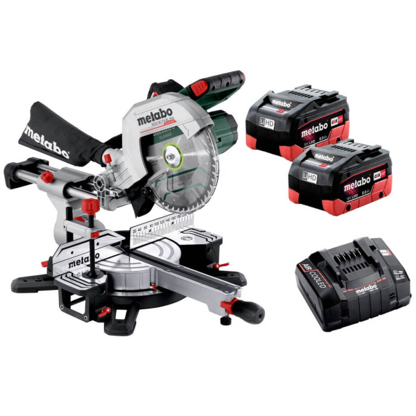 Аккумуляторная торцовочная пила Metabo KGS 18 LTX BL 254, 2x8.0 Ah, ASC 145