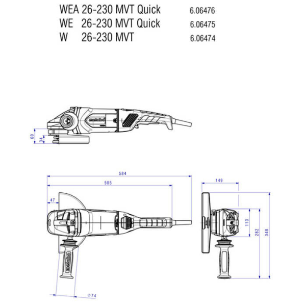 Болгарка Metabo WE 26-230 MVT Quick