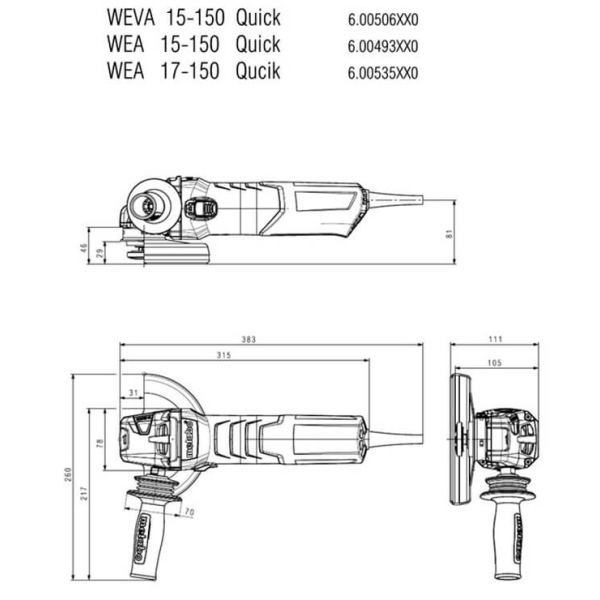 Болгарка Metabo WEA 17-150 Quick