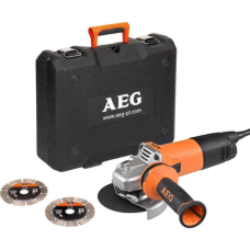 Кутова шліфмашина AEG WS 10-125 SK у кейсі з 2 алмазними дисками
