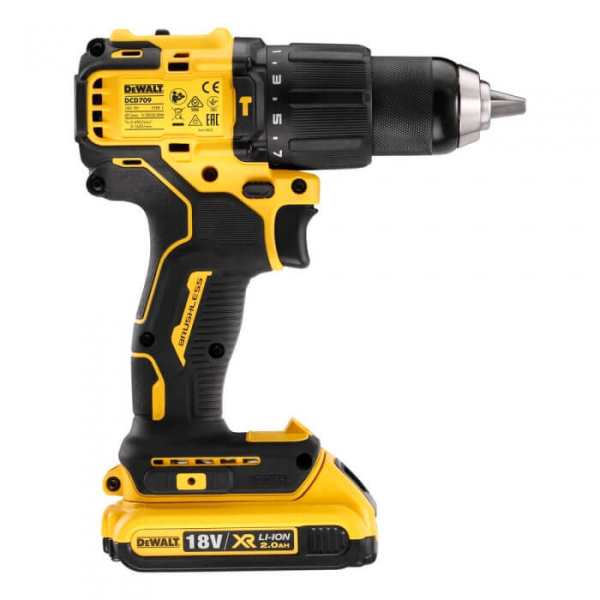Акумуляторний ударний шуруповерт DeWALT DCD709D2T, 2x2.0 Ah, з/п, у валізі TSTAK