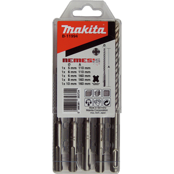 Перфоратор Makita HR 3210C із набором бурів SDS-Plus Nemesis