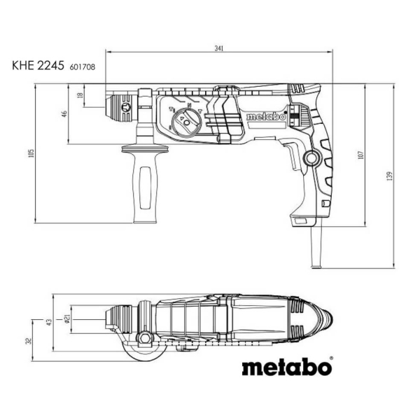Перфоратор Metabo KHE 2245, кейс