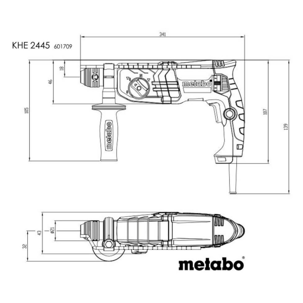 Перфоратор Metabo KHE 2445, кейс