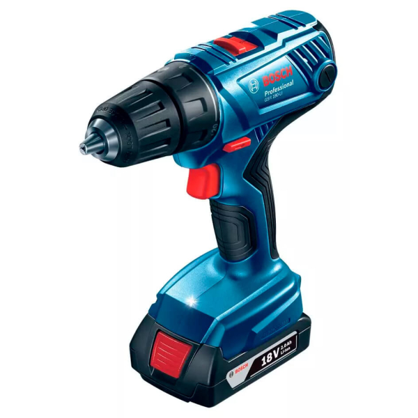 Аккумуляторный шуруповерт Bosch Professional GSR 180-LI, 2x2.0 Ah, з/у GAL 18V-20, в кейсе + набор принадлежностей