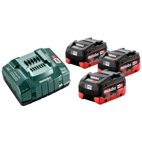 Базовый комплект Metabo 18V LiHD 3x5.5 Ah, ASC 145