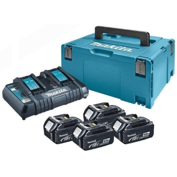 Набор аккумуляторов LXT Makita 4xBL1840B 18V 4 Аh, DC18RD, Makpac