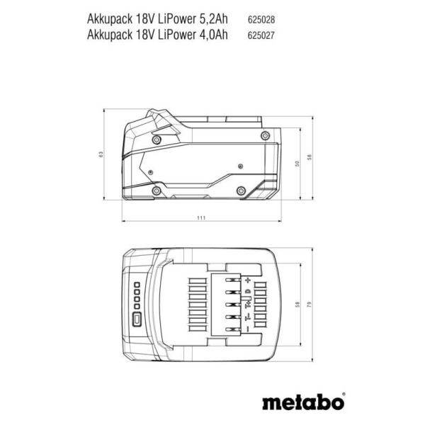 Аккумулятор Metabo Li-Power 18V 5.2 Ah