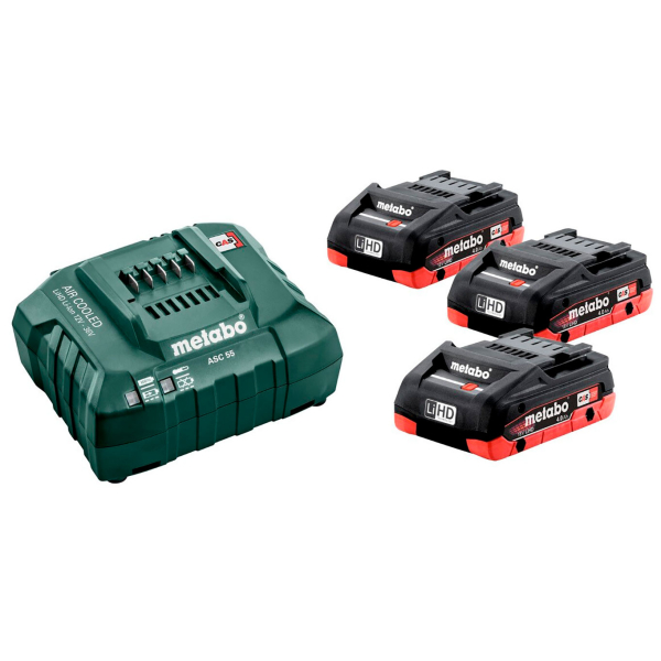 Базовый комплект Metabo LiHD 3x4.0Ah, ASC 55, в MetaBox 145