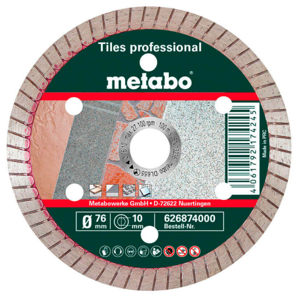 Алмазный отрезной круг по плитке Metabo Professional TP, 76x10 мм