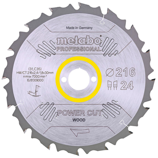 Пильный диск Metabo HW/CT, 216x2,4х30 мм, 24 WZ 5°