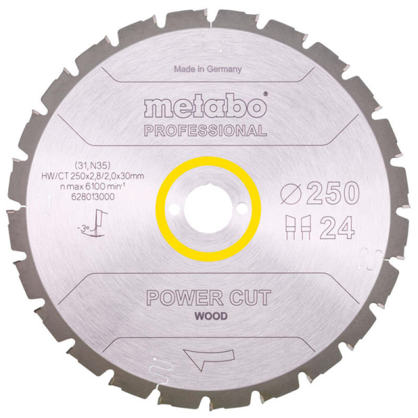 Пильный диск Metabo HW/CT, 250x2,8х30 мм, 24 WZ 3°