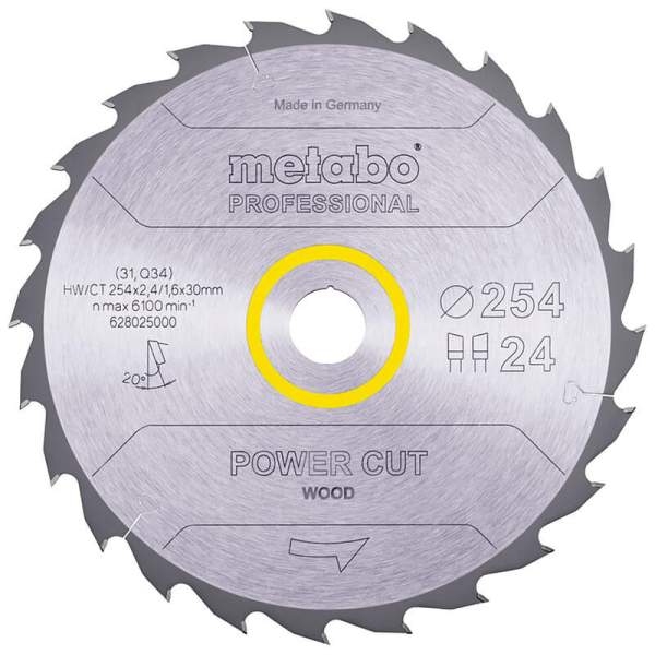 Пильный диск Metabo HW/CT, 254x2,4х30 мм, 24 WZ 20°