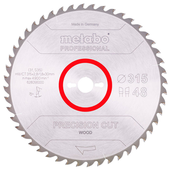 Пиляльний диск Metabo HW/CT, 315x2,8х30 мм, 48 WZ 15°