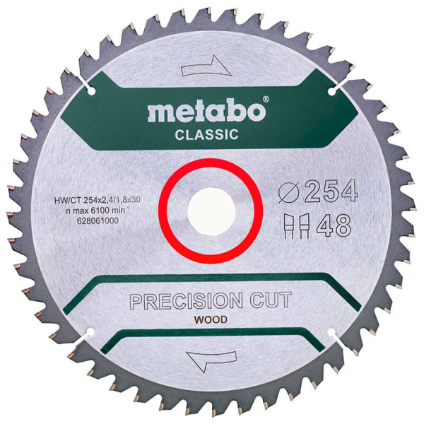 Пильный диск Metabo HW/CT, 254x2,4х30 мм, 48 WZ 5°