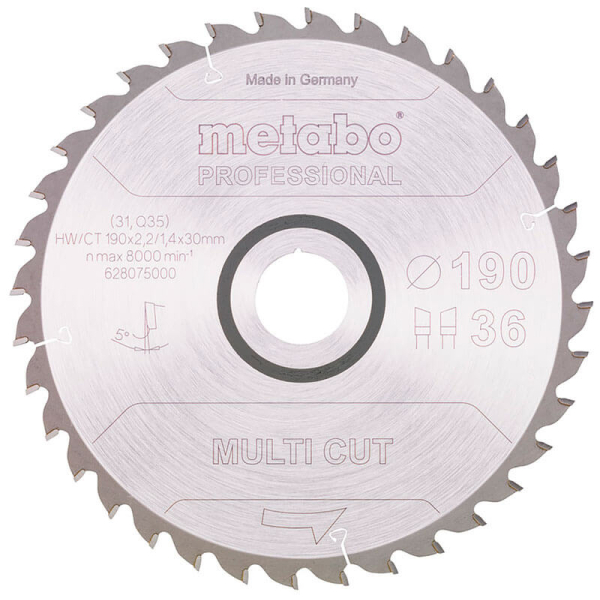 Пильный диск Metabo 190x30 мм, 36 WZ