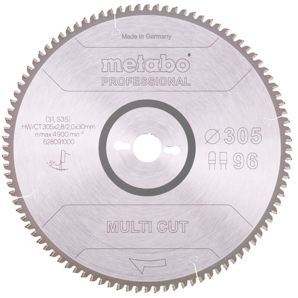 Пиляльний диск Metabo HW/CT, 305x2,8х30 мм, 96 FZ/TZ 5°