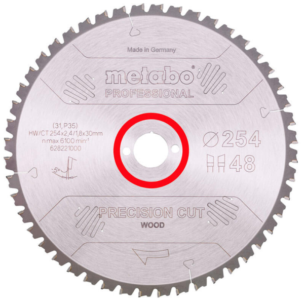 Пиляльний диск Metabo HW/CT, 254x2,4х30 мм, 48 WZ 5°
