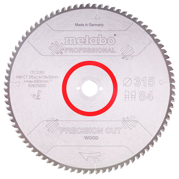 Пильный диск Metabo HW/CT, 315x2,4х30 мм, 84 WZ 5°