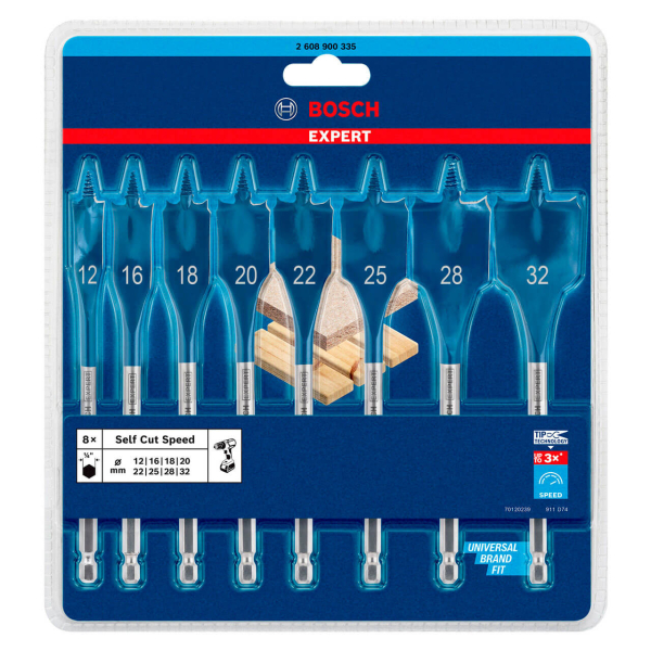 Набір перових свердел Bosch SelfCut Speed 12, 16, 18, 20, 22, 25, 28, 32 мм, 8 шт