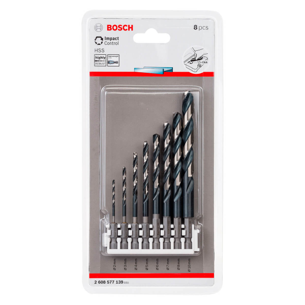 Набор сверл по металлу Bosch Impact Control HSS-G, 2-10 мм, 8 шт