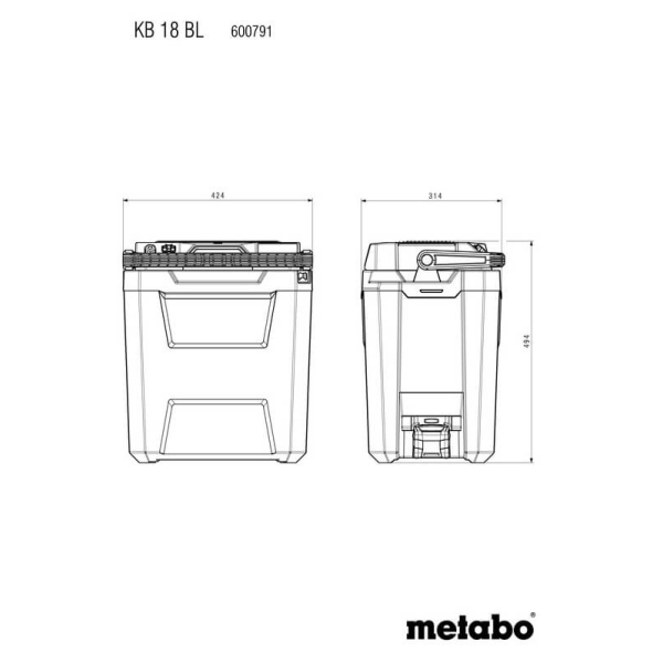 Аккумуляторный холодильный бокс Metabo KB 18 BL, каркас