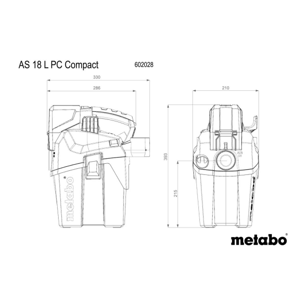 Акумуляторний пилосос Metabo AS 18 HEPA PC Compact, каркас