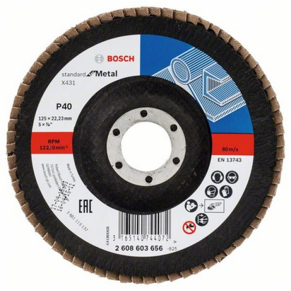 Лепестковый шлифкруг Bosch Standard for Metal, 125×22,23 мм, К40