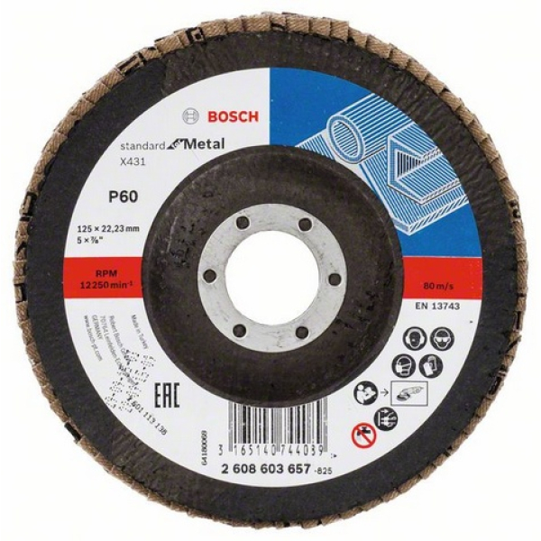 Лепестковый шлифкруг Bosch Standard for Metal, 125×22,23 мм, К60