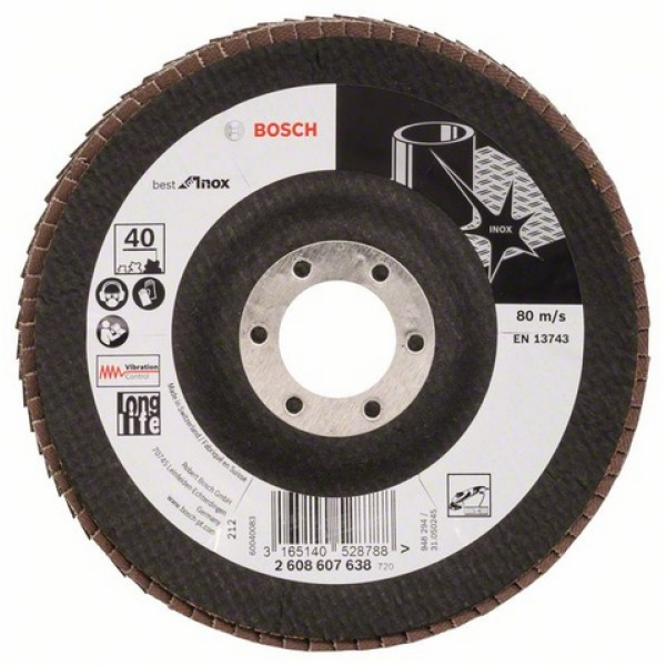 Лепестковый шлифкруг Bosch Best for Inox, X581, 125×22,23 мм, К40