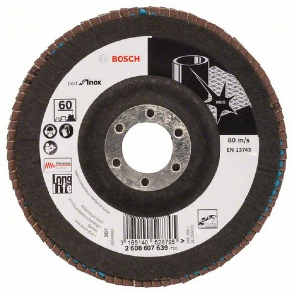 Лепестковый шлифкруг Bosch Best for Inox, X581, 125×22,23 мм, К60